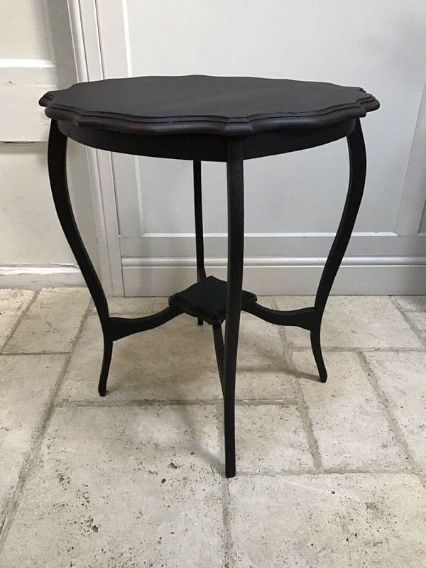 Antique Edwardian Black Painted Occasional Hall Side Lamp Table