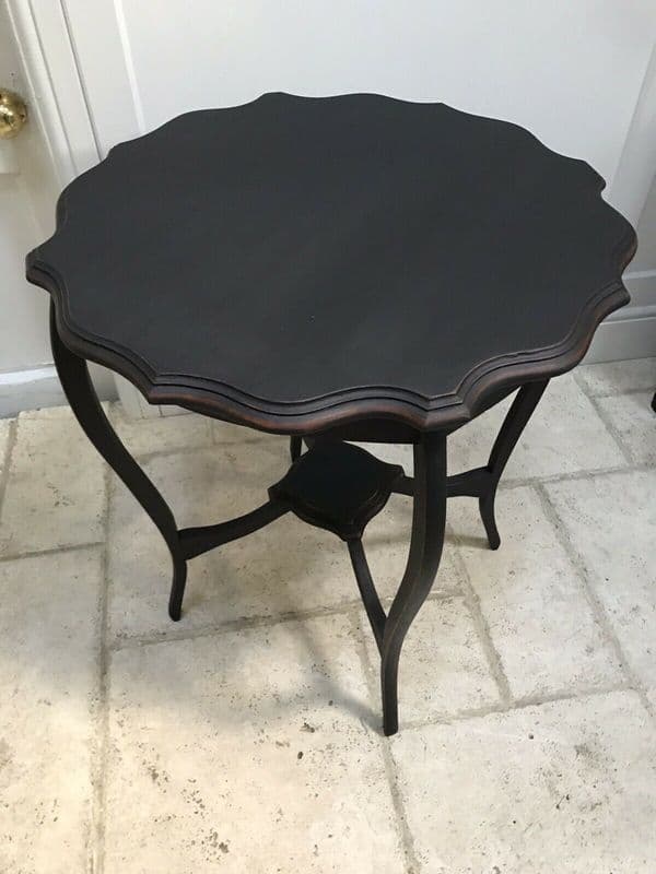 Antique Edwardian Black Painted Occasional Hall Side Lamp Table
