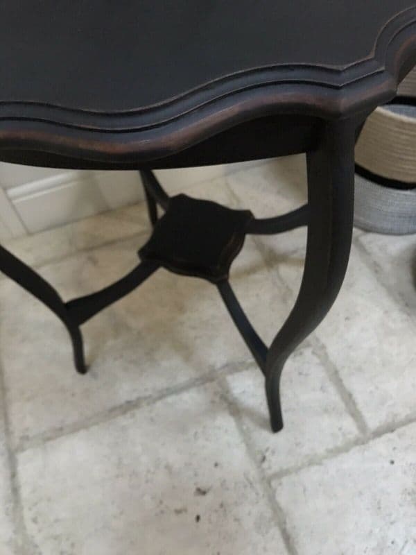 Antique Edwardian Black Painted Occasional Hall Side Lamp Table