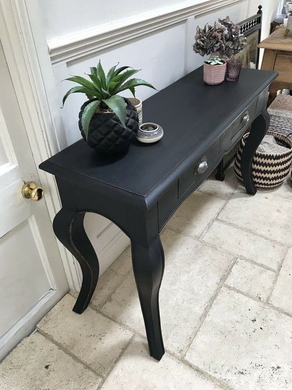 Black Painted French Style Reproduction Console Hall Dressing Writing Side Table
