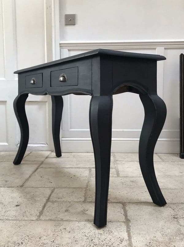 Black Painted French Style Reproduction Console Hall Dressing Writing Side Table