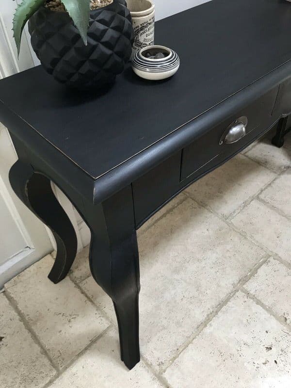 Black Painted French Style Reproduction Console Hall Dressing Writing Side Table