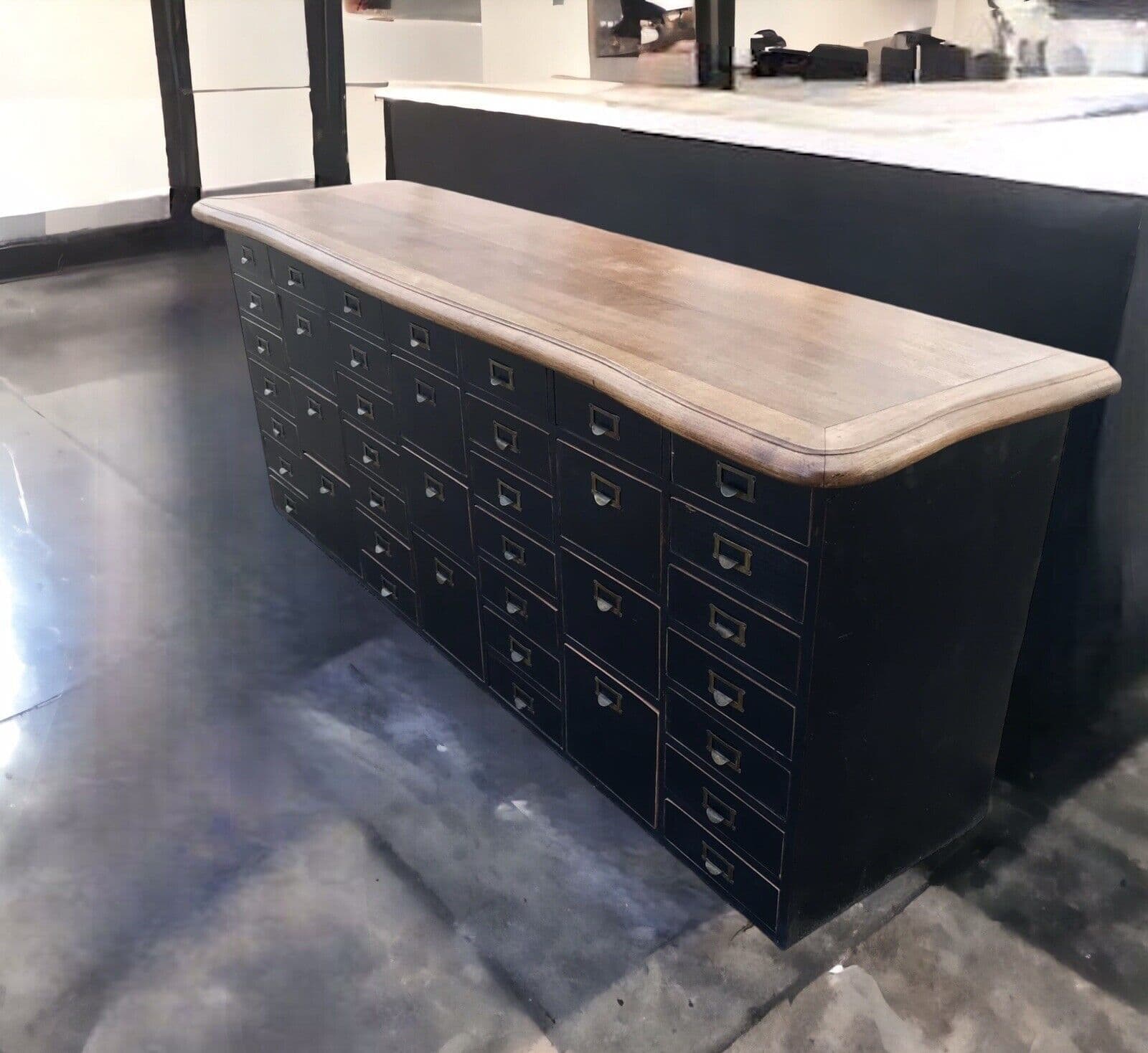 Black Painted Vintage Haberdashery Bank Of Drawers Studio Chest Kitchen ...