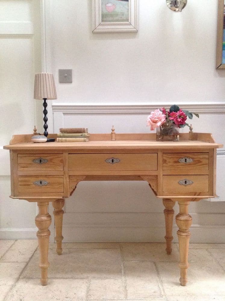 Pretty Antique Victorian Pine Desk Hall Console Dressing Table Ladies  Writing
