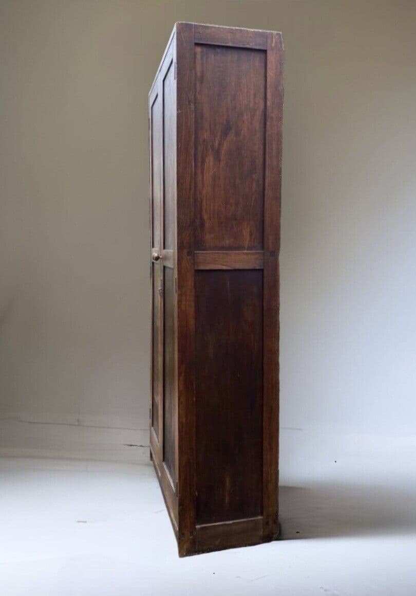 Tall Vintage Oak & Plywood School Larder Storage Cupboard