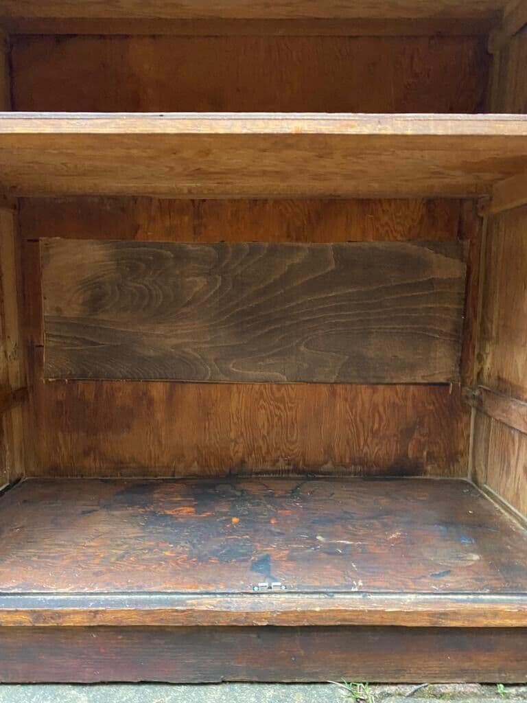 Tall Vintage Oak & Plywood School Larder Storage Cupboard