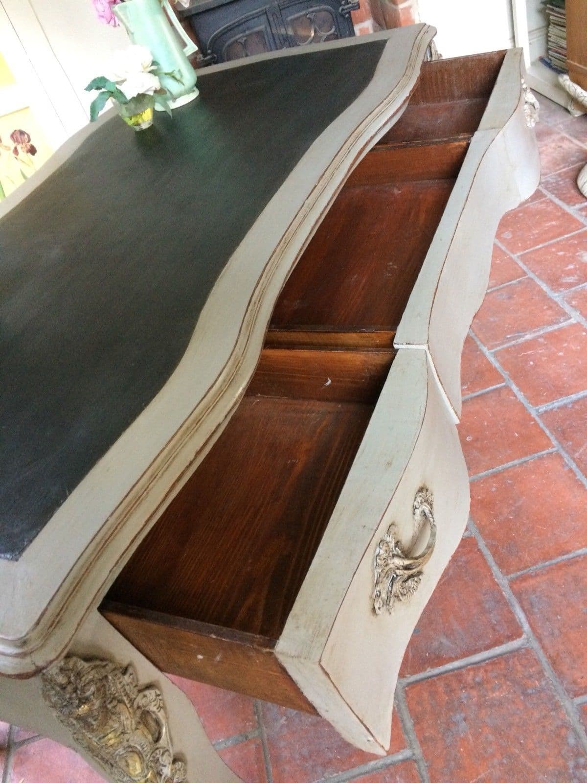 Vintage Grey Painted Hall Stand Coat Rack