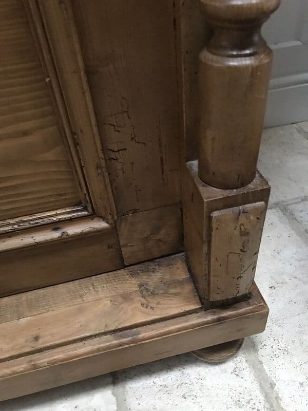 Vintage Pine European Early C20th Glazed Armoire Display Drinks Kitchen Cabinet