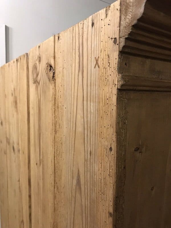 Vintage Pine European Early C20th Glazed Armoire Display Drinks Kitchen Cabinet