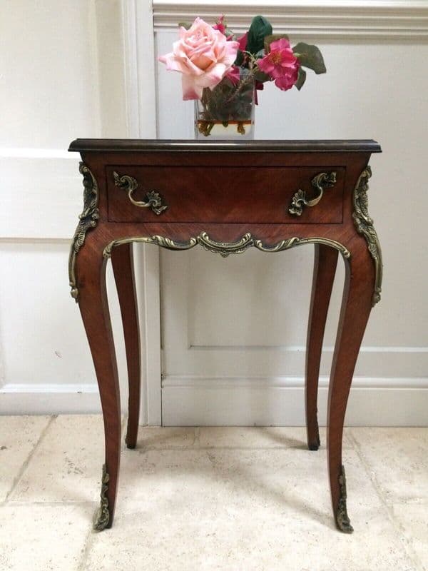 Vintage Repro French Ormolu Empire Style Side Occasional Table