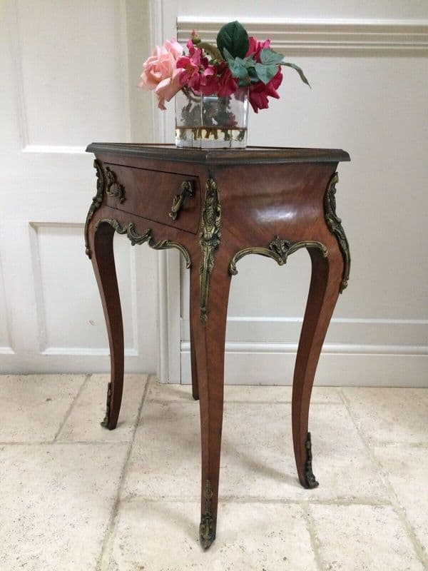 Vintage Repro French Ormolu Empire Style Side Occasional Table