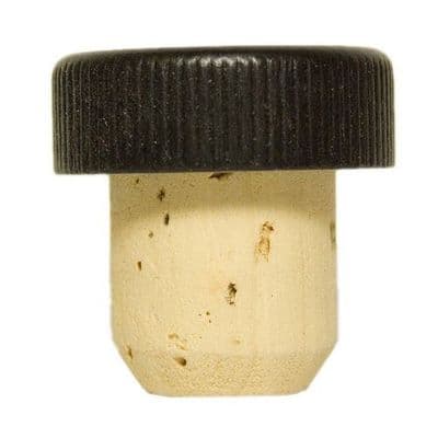 Ribbed Black Wood Top Liquor Stopper - 22.5mm Diameter (Bag of 50)