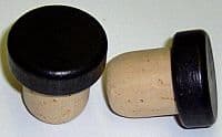Smooth Black Wood Top Liquor Stopper - 20.1mm Diameter