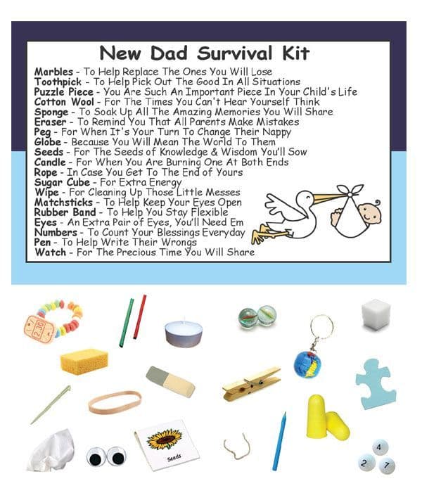 New Dad Survival Kit Funny Gift for New dad and New Parents, Gift