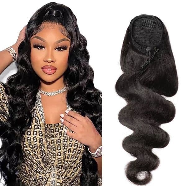 Human Hair Body Wavy Pony Tail