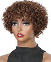 Human Hair Short Wig- Brown