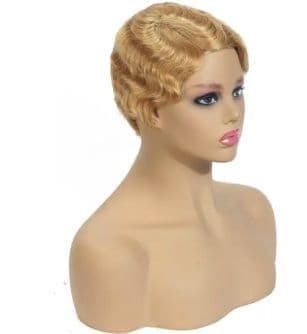 Human Hair Short Wig -Zig Zag Style -Blonde