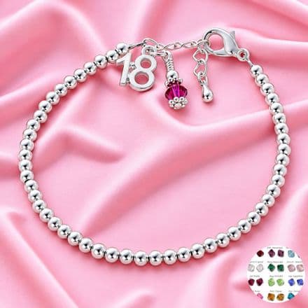 18th Birthday Birthstone Bracelet on Card Mount