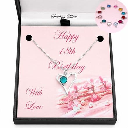 18th Birthday Necklace, 925 Silver, Birthstone, Gift for Age 18, New!