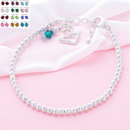 21st Birthday Birthstone Bracelet on Card Mount