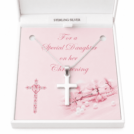 925 Silver Cross Necklace for a Girl's Christening