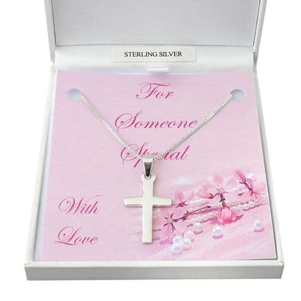 925 Silver Cross Necklace for Goddaughter, Daughter etc