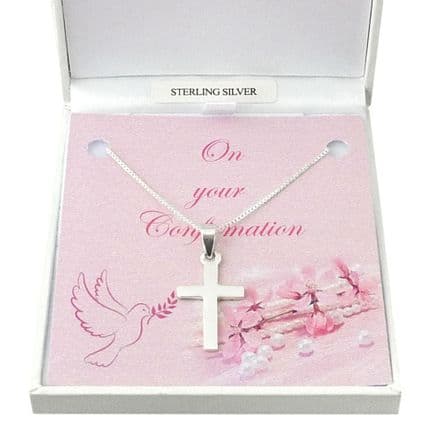 925 Silver Cross Necklace, Gift for a Confirmation