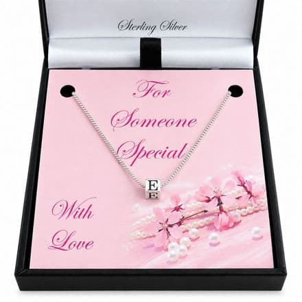 925 Silver Initial Letter Necklace for Women or Girls