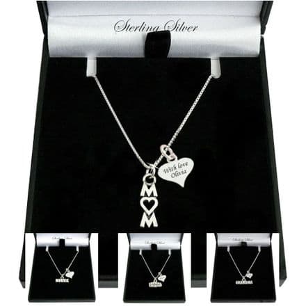 925 Silver Necklace with Engraving, Pendant for Mum, Niece, Grandma or Special Friend