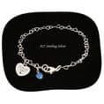 925 Sterling Silver Chain Bracelet, Birthstone,  Personalised Engraving on Heart| Jewels 4 Girls
