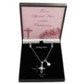 925 Sterling Silver, Christening Day Gift, Cross and Pearl Necklace with Cubic Zirconia |Jewels 4 Girls