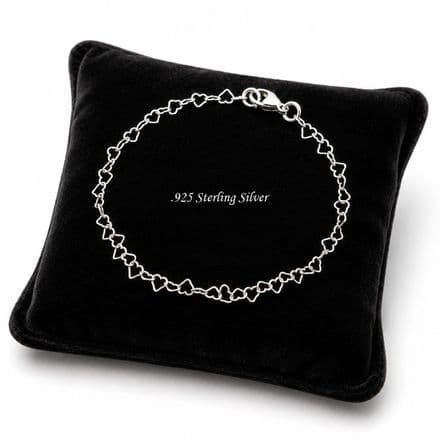925 Sterling Silver Fine Hearts Chain,Charm Bracelet for Women & Girls