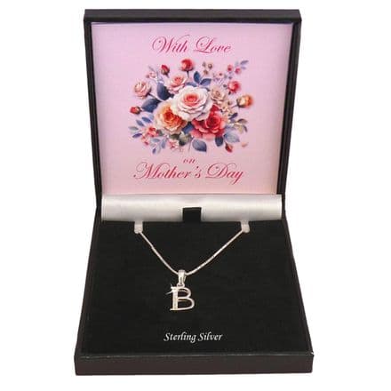 925 Sterling Silver Necklace with Letter Pendant, Mother's Day Gift for a Woman, Gift Boxed