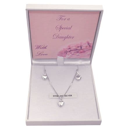 925 Sterling Silver Puffed Hearts Jewellery Set for Someone Special