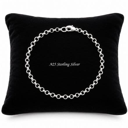 925 Sterling Silver Rolo Chain, Charm Bracelet for Women & Girls