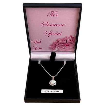 925 Sterling Silver, White Opal Pendant, Necklace, Gift for Her