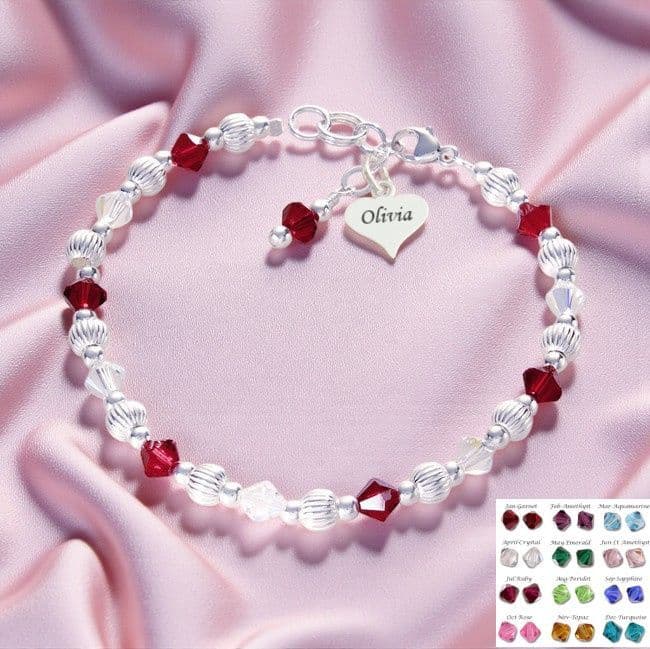 Amy Birthstone Bracelet with Engraving | Jewels 4 Girls