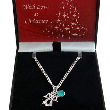 Angel and Birthstone Necklace, Christmas Gift for Girls & Women