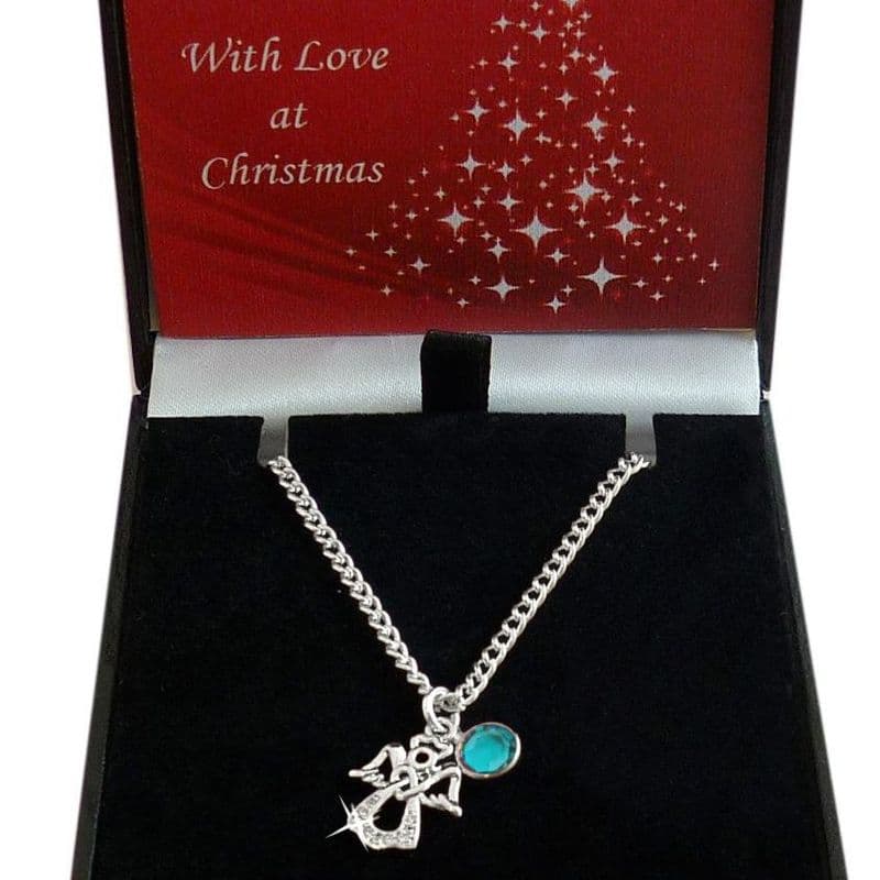 Angel and Birthstone Necklace, Christmas Gift for Girls & Women | Jewels 4 Girls