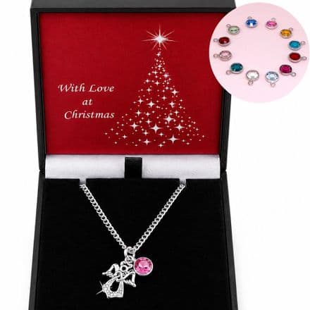 Angel and Birthstone Necklace, Christmas Gift for Girls & Women