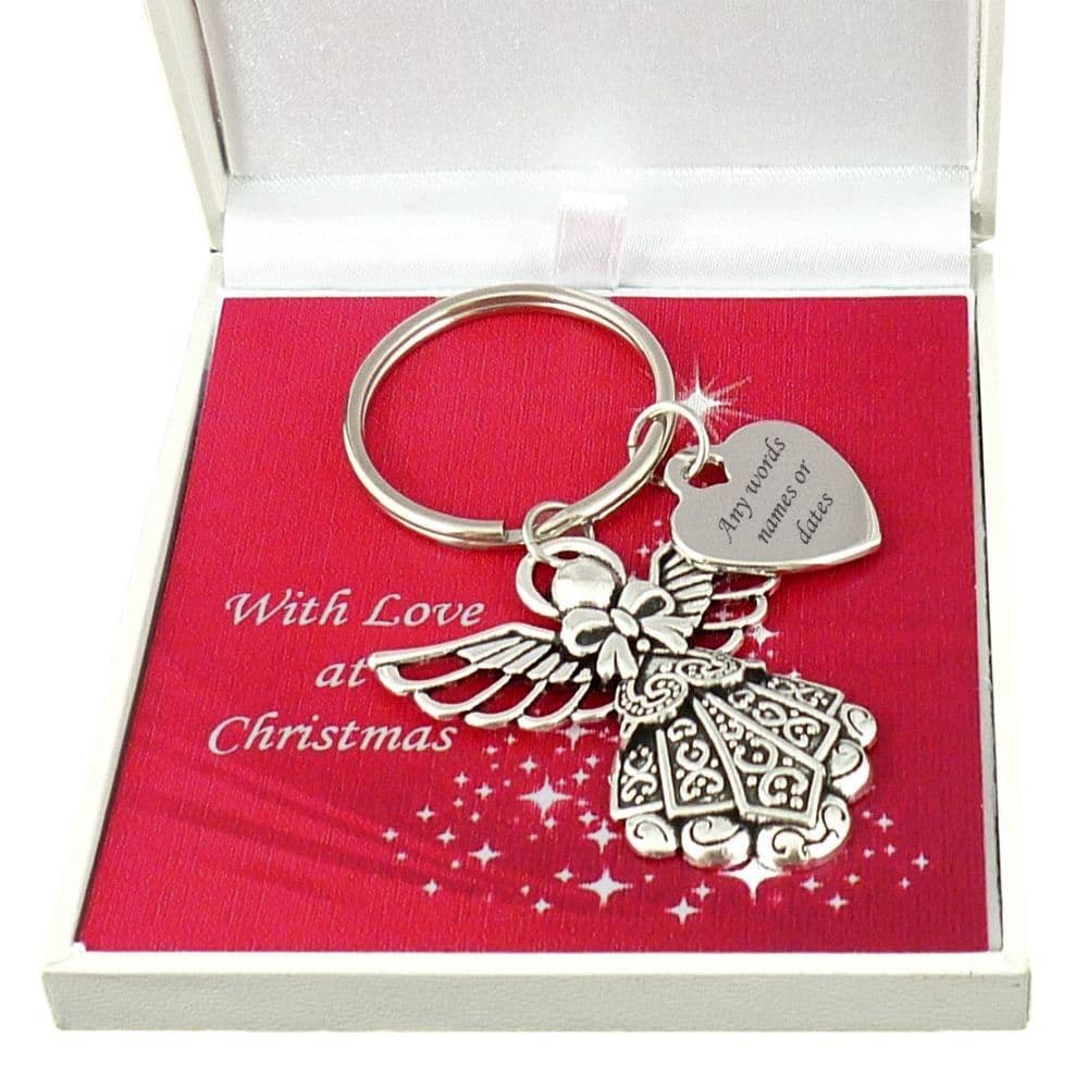 Angel Keyring with Any Engraving in a Christmas Gift Box | Jewels 4 Girls