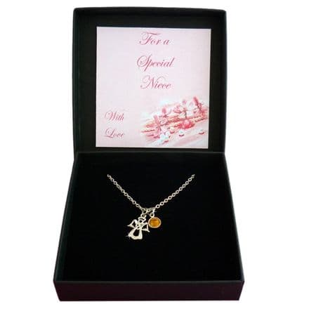 Angel Necklace for Girls with Birthstone, Gift for Niece etc