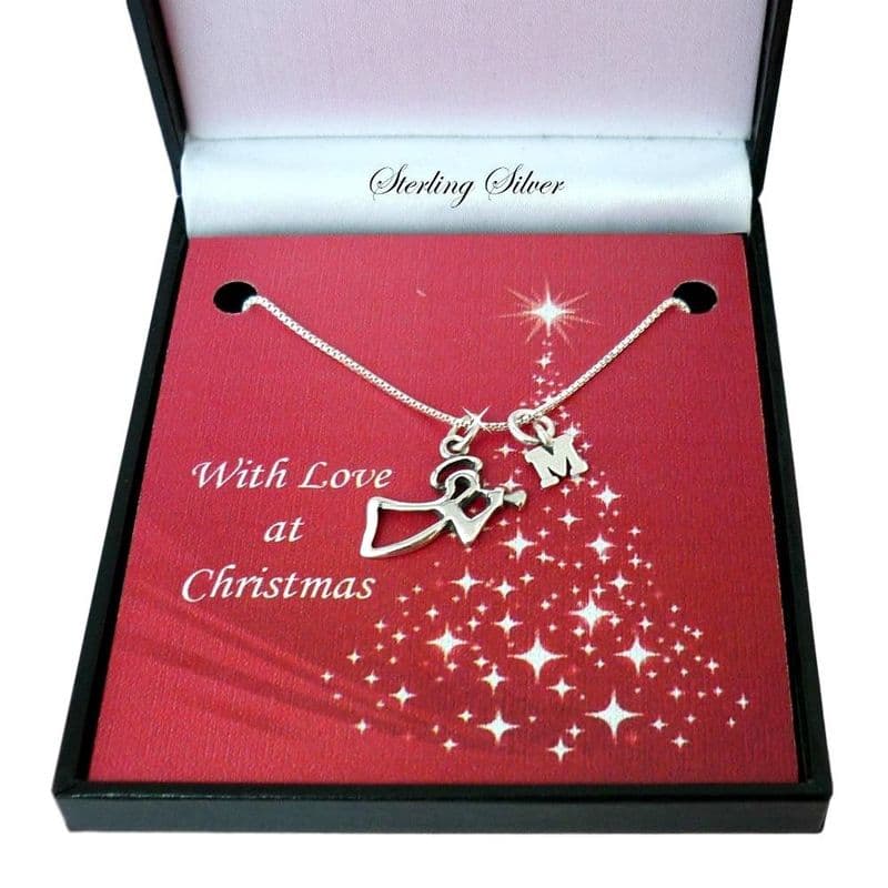 Angel Necklace with Letter Charm for Christmas | Jewels 4 Girls