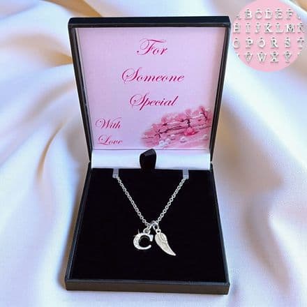Angel Wing Necklace for Girls, Any Letter, Gift for Someone Special