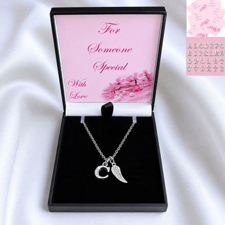 Angel Wing Necklace for Girls, Any Letter, Gift for Someone Special