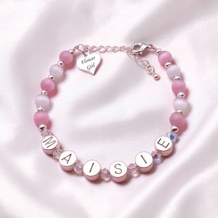 Any Name Bracelet with Sterling Silver Message Charm