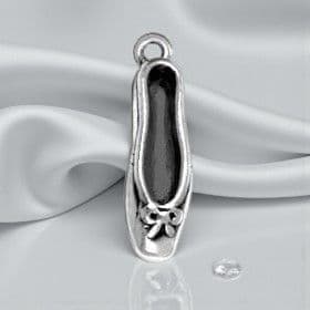 Ballet Slipper Charm, Sterling Silver.