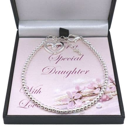 Beaded Bracelet with Card Mount for Sister, Mum etc