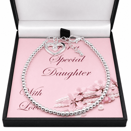 Beaded Bracelet with Card Mount for Sister, Mum etc
