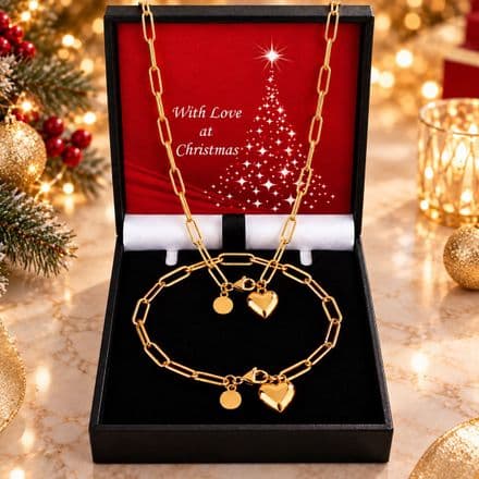 Beautiful Gold Plated Paperchain Jewellery Set, Gift Boxed for Christmas, Necklace & Bracelet